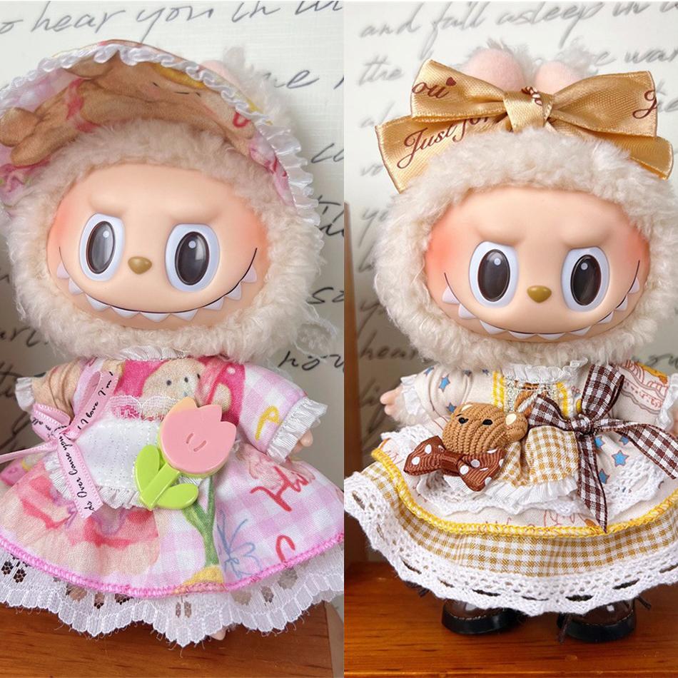 (Только одежда) Аксессуары для одежды Labubu Шляпа V1 V2 V3 Аксессуары для плюшевой куклы Labubu Комплект сменной одежды Сладкие аксессуары