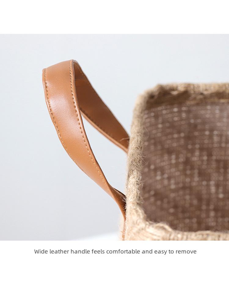 Простая складная корзина для хранения из плетеной джутовой ткани для гардероба