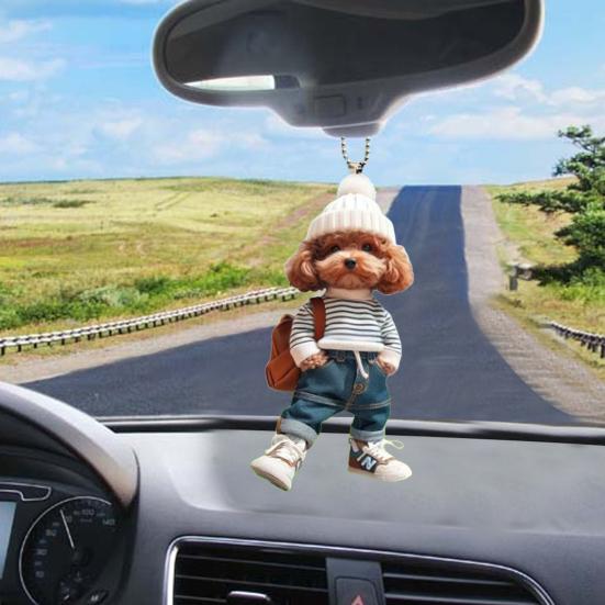 Рюкзак Собака Человек Подвесное украшение для дома Рождественская елка для автомобиля Зеркало заднего вида 2D Плоский акриловый щенок Подвесное украшение животное Подвеска