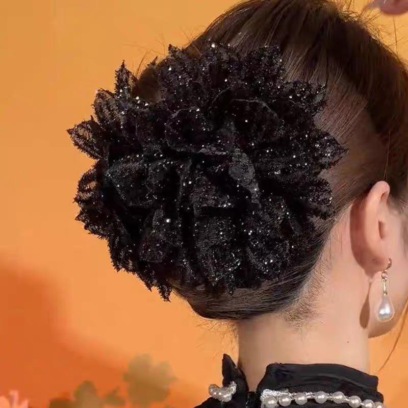Элегантный большой цветок коготь клип корейская мода сверкающая акула заколки для волос заколки для девочек заколка для волос головной убор для вечеринки женские аксессуары для волос