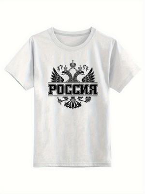 С узором Герб Российского Орладизайн100% хлопок летняя повседневная с круглым вырезом с короткими рукавами Унисекс с принтом Футболка