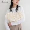 New Arrival Autumn Spring Women Streetwear Tee Stylish Fashion Grey Beige Black Ruffles Patchwork Shirt Elegant Feminine Office Lady Top