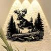 Металлическое настенное искусство 'Олень', Минималистичная железная скульптура для декора дома, гостиной, спальни, офиса, Сельский подвесной орнамент в стиле farmhouse, Прочный подарок на новоселье