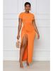 Платье Slim Fit Solid Color с разрезом и складками