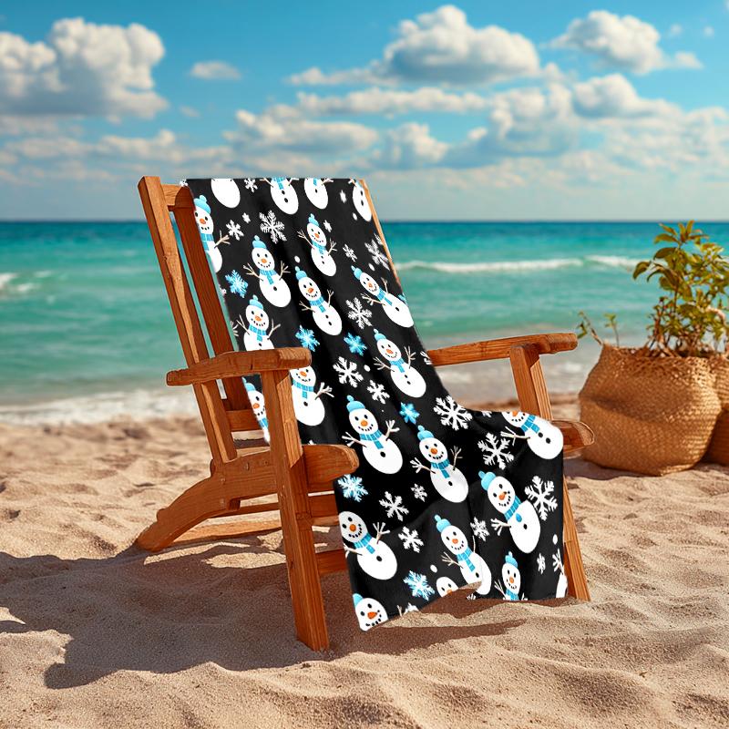 1Pc Winter Snowman Beach Towel Quick Dry Multiuse For Beach Pool Gym Yoga Home Travel Christmas Halloween Xmas Gift S146