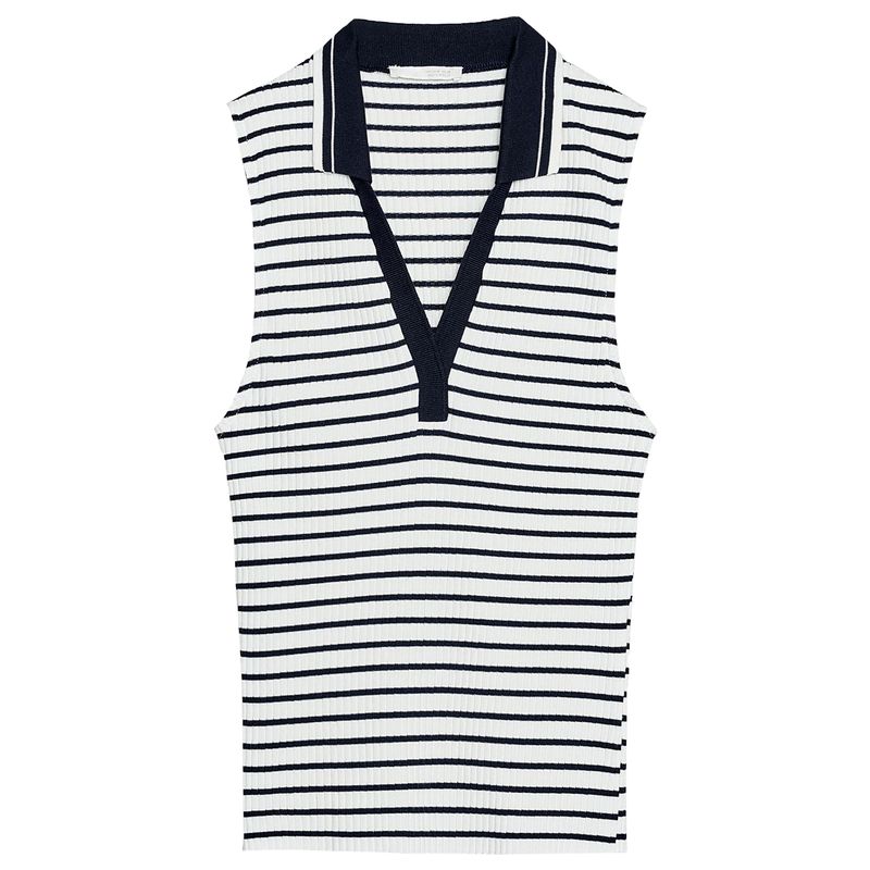 Zaprha2025 New Arrival Beautiful Casual Polo Tops Rib Polo Shirt T-shirt Female Silm Slim Looking 0858315