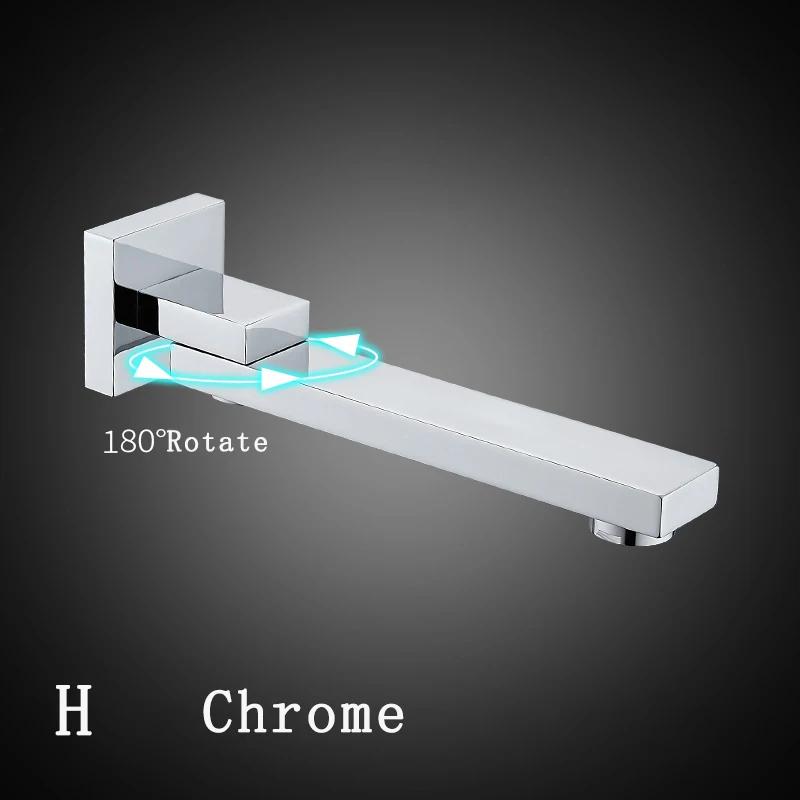 Matte Black Or Chrome Solid Bass Outlet Wall Mounted Shower Spout Bath Tub Shower Mixer Faucet Spout Filler 180 degreeFolding