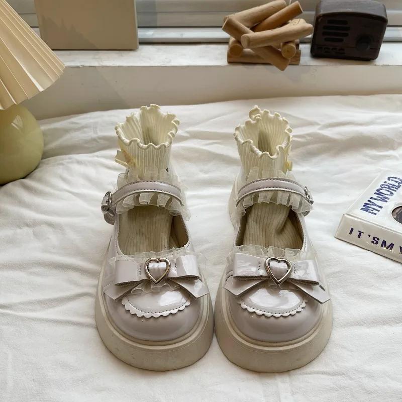 2024 Новые модные женские туфли-лодочки с пряжкой весна-осень Мэри Джейн с круглым носком, однотонные повседневные туфли с бабочкой на платформе