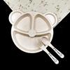 Wheat Bear Children's Plate Set 3-piece Cartoon Tableware Students Divided Breakfast Plate Delivery Spork