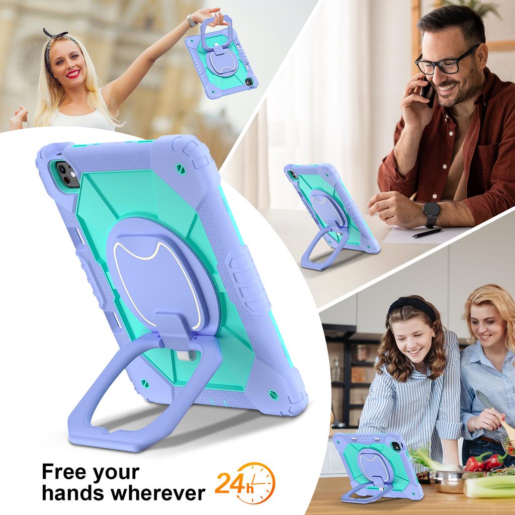 Stand Case for IPad Air 13 2026 M4 2025 M3 2024 M2 4 5 Pro 13 2025 M5 2024 M4 Rotating Handle Grip Rugged Cover Shoulder Strap