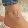 Премиум Легкая Роскошь Медь Циркон Пляжная Модель Лист Нога Орнамент Бахрома Этнический Стиль Простой Женская Модель Маленький Лист Браслет на Лодыжку Женщины