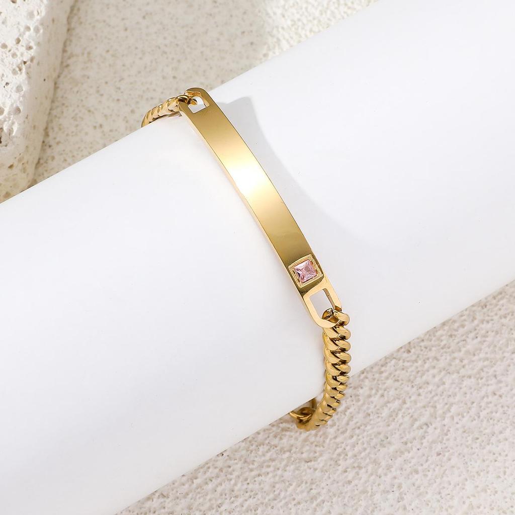 Браслет для пары из титановой стали с гравировкой, сердце с короной и цирконием - Подарок на День святого Валентина