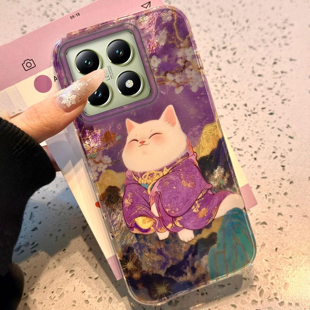 Чехол для телефона с рисунком «Кошка, цветы, вихрь» для Xiaomi 14T 13T 11 Lite NE Poco X5 M6 X6 X7 X3 Pro NFC C65 C61 M5S Роскошная крышка