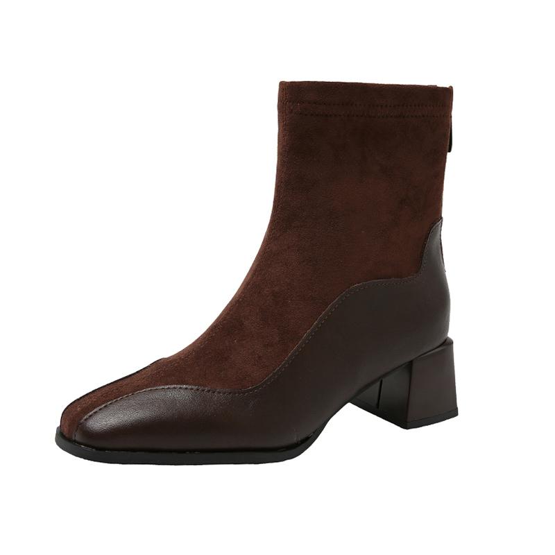 Модные женские замшевые ботильоны Модные зимние туфли на среднем каблуке Женские трендовые элегантные платья 2025 года Новые зимние готические мотоциклетные ботинки Mujer Botas