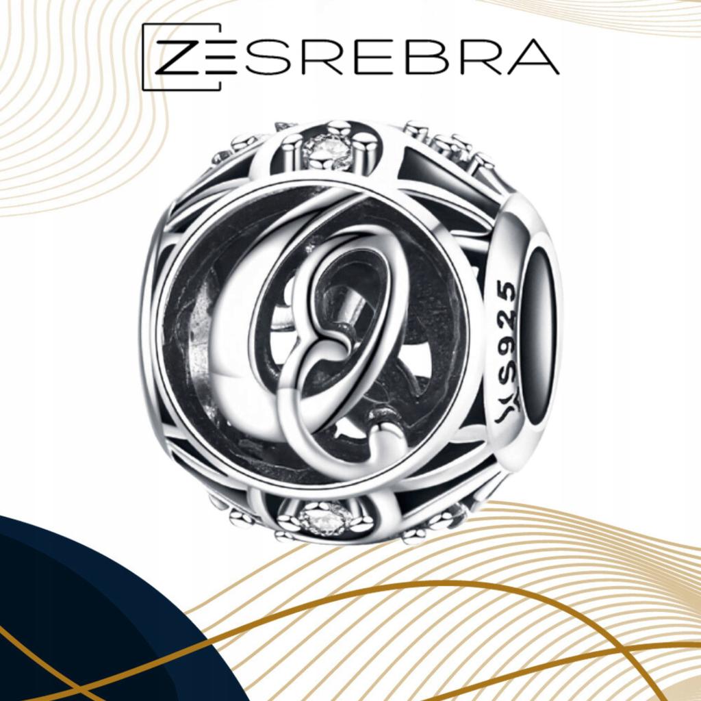 Charms Letter Q 925 Bead Pendant S925 Zircons Openwork Letter