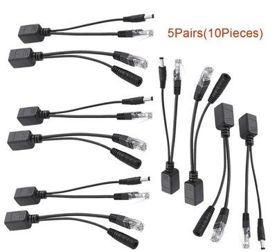 10 шт(5pair) POE-сплиттер, POE-коммутатор, POE-кабель, адаптер, лента, экранированный 5 В, 12 В, 24 В, 48 В, кабель питания 5,5*2,1 мм