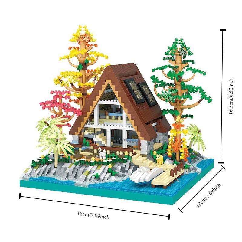 Mini Blocks Cabin Architecture Flower House Cake Coffee Shop Building Bricks Diy Toys For Boy Gift Girl Present New Year