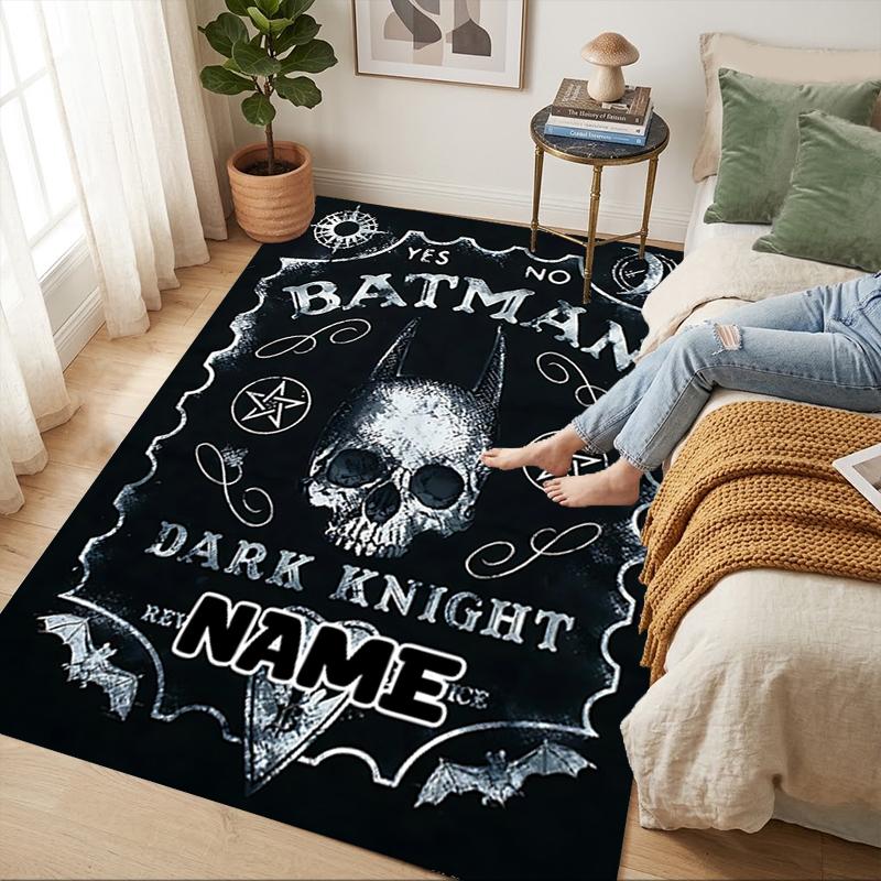 Custom Name Batman's Cityscape Living Room Non-Slip Area Rug Soft Carpet for Bedroom Kids Playroom Sofa Office Home Decor Doormat
