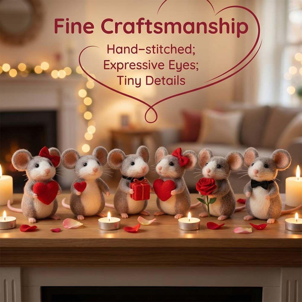 Handmade Felt Valentine's Day Felt Mouse Wool Felt Valentines Day Decor Christmas Tree