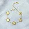 Five Leaf Flower Luxury Bracelet for Women Gold Color Charm Bracelets Jewellery Clover Fashion Zircon Gifts