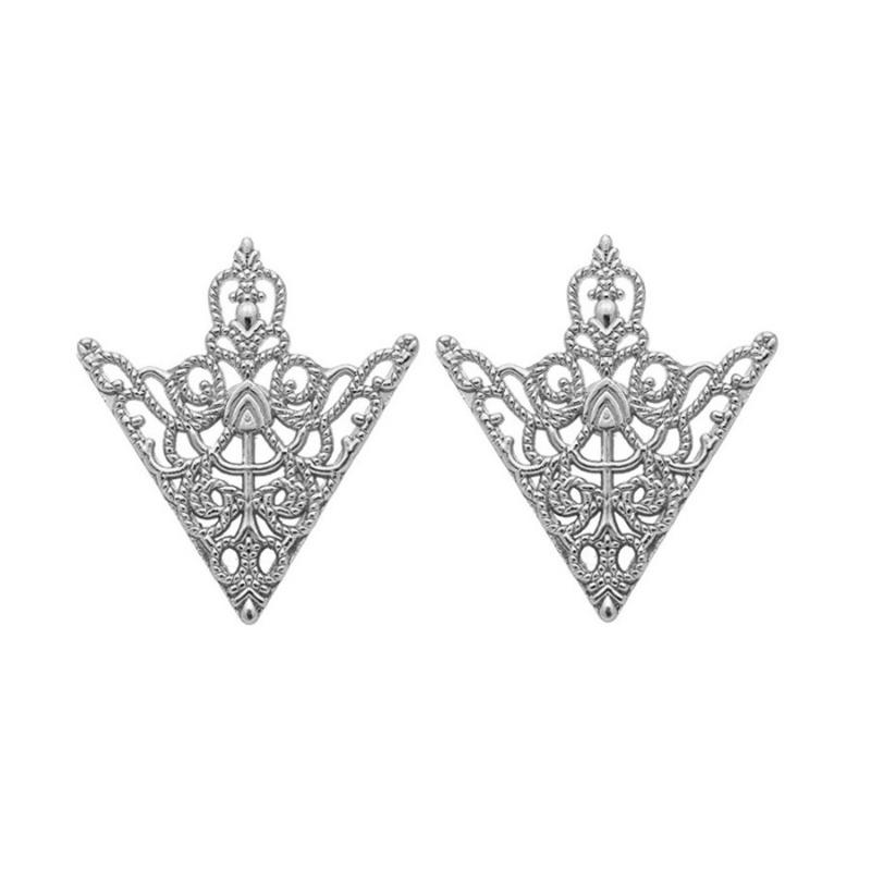 Korean Retro Brooch Hollow Triangle Shield Collar Buckle Collar Pin Ladies Shirt Collar Collar Corner Clothing Accessories