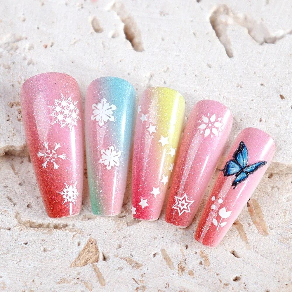 30 листов 3D белых снежинок рождественских наклеек для нейл-арта - самоклеящиеся для легкого нанесения