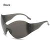 Trendy Rimless UV400 Protection Shades Black Sun Glasses Oversized Futuristic Sunglasses Wrap Around Y2K Sunglasses
