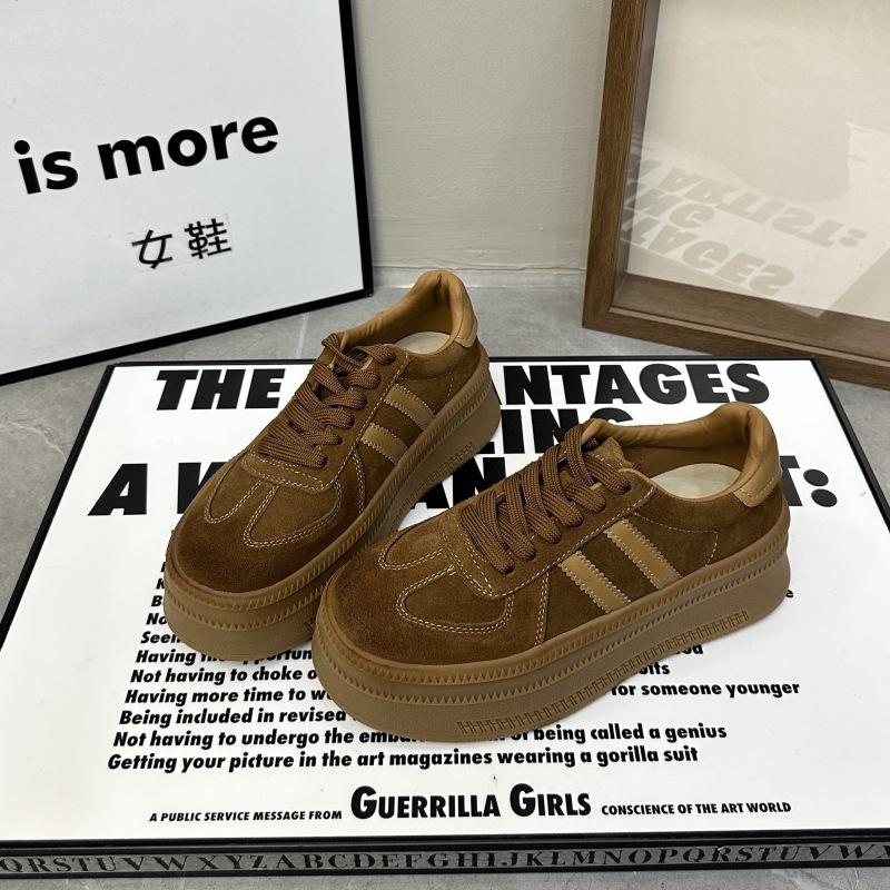 Версия из коровьей кожи~ ретро стиль платформа немецкие тренировочные туфли женские осень 2025 новые на шнуровке туфли на платформе универсальная повседневная трендовая обувь