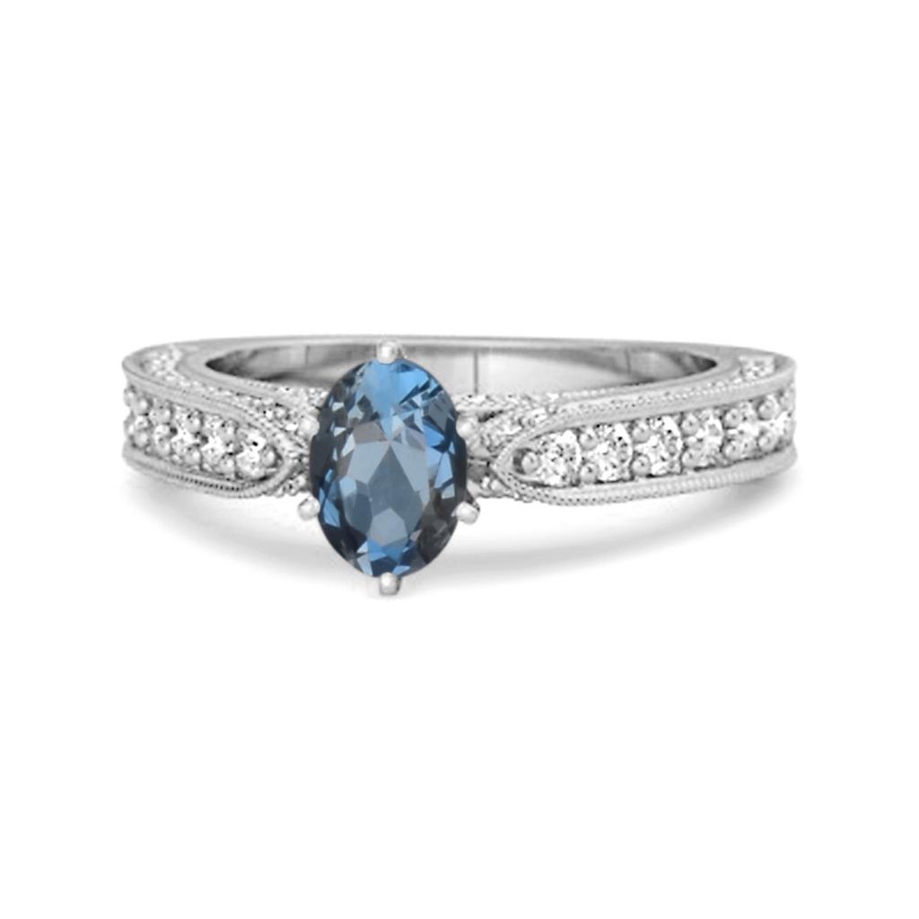London Blue Topaz Tapered Five- 925Stone Ring - 925 Sterling Silver
