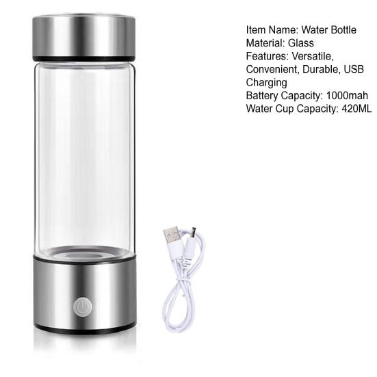 1 Set 420ML Hydrogen Water Bottle USB Charging Portable Hydrogen Water Generator for Home Office Travel