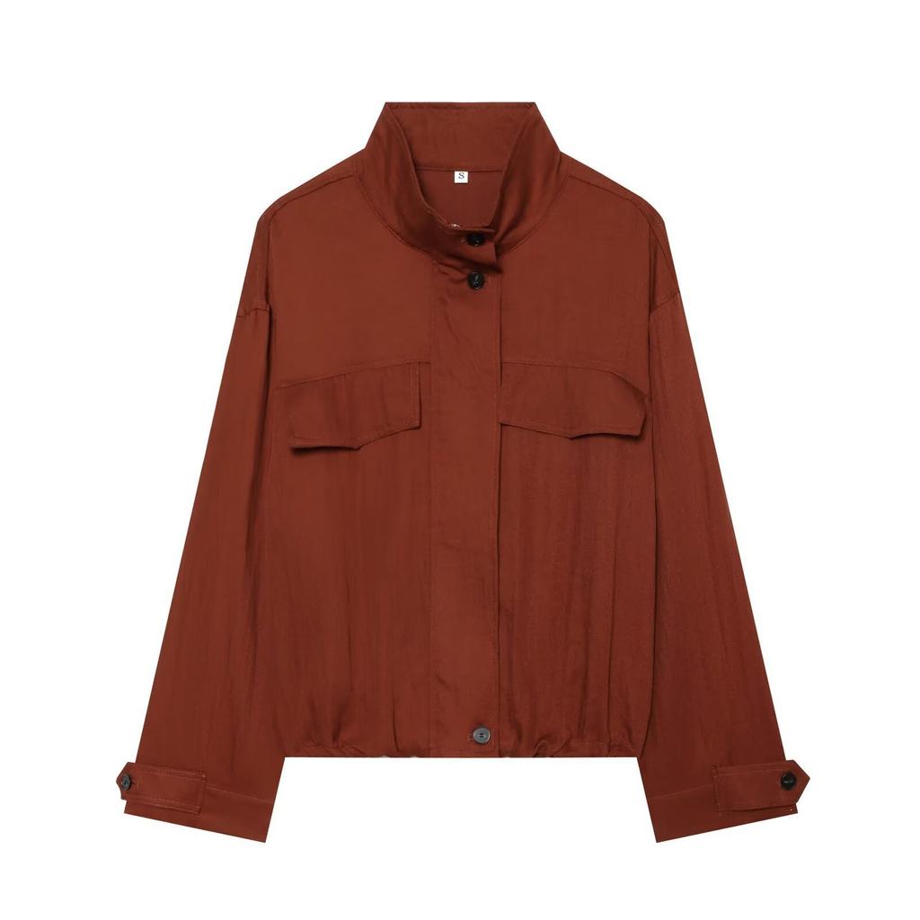 2026 Summer New European and American Cross-border Women's Street Fashion Casual Women's Chimney Collar Jacket w103 90682