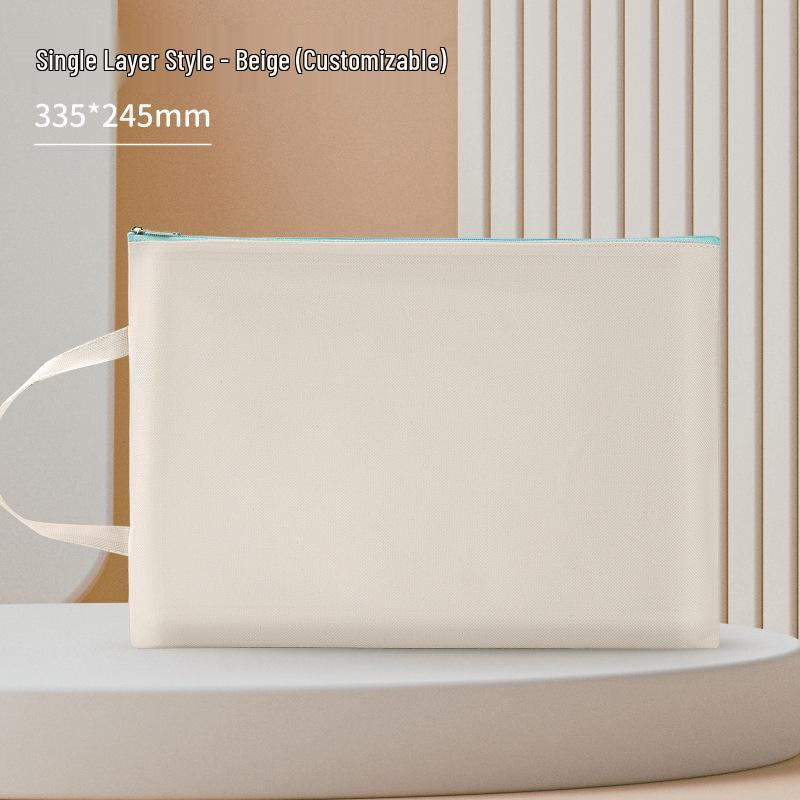 A4 Double-Layer Waterproof Document Bag - Oxford Cloth, Large Capacity, Zippered for Students