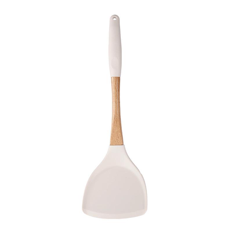 Набор кухонной утвари из 11 предметов с ручками из массива дерева и силиконовыми рабочими частями, кухонные инструменты для приготовления пищи, лопатка, ложка, набор из 11 предметов