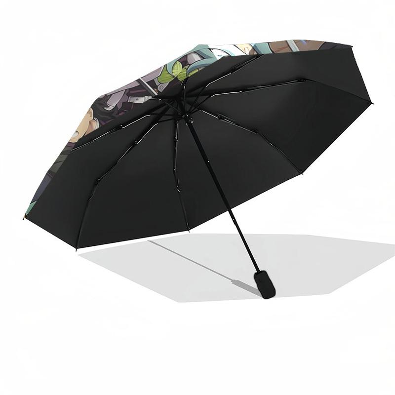 1pc Tanjiro, Nezuko, Zenitsu & Rengoku Outdoor Umbrella - Demon Slayer Automatic Folding Umbrella with 8-Bone Iron Frame for Fans, Travelers, Daily Us