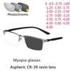 Photochromism Finished Nearsight Myopia Eyeglasses Half Metal Frames Degree Lens Diopters Glasses -1 -1.5 -2 -2.5 -3 -4 To -6