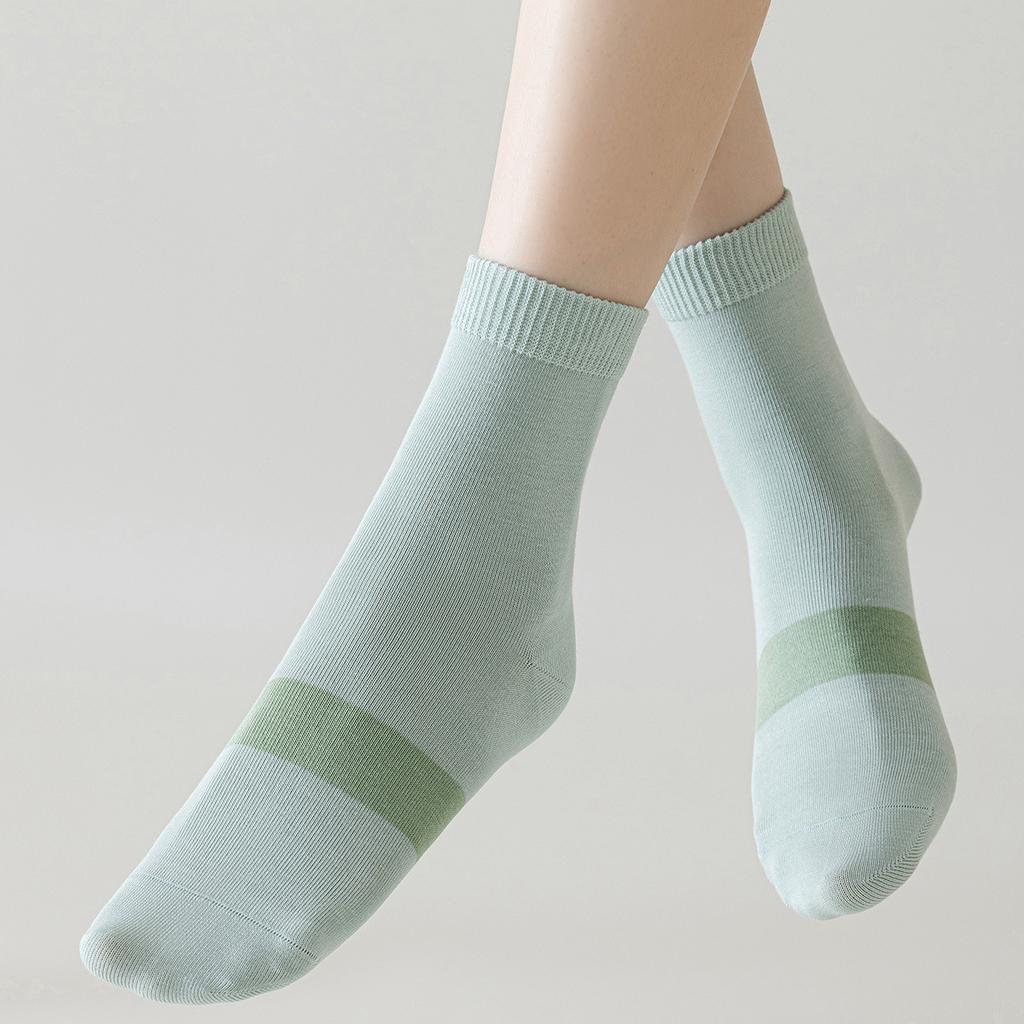 91% Хлопок Носки без костей Женские антибактериальные цветные контрастные женские хлопковые носки в студенческом стиле Носки-трубы средней длины Спортивные носки