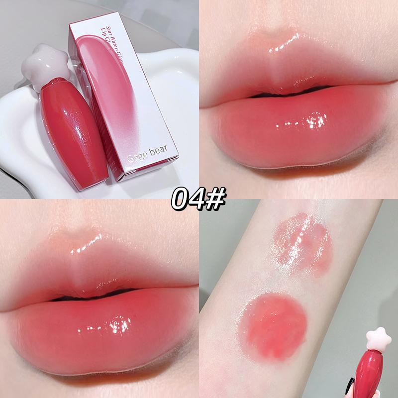 Gege bear Water Gloss Lip Gloss Moisturizing Water Gloss Mirror Colored Long-lasting Lipstick