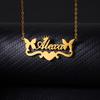 Custom Name Butterfly Ribbon Love Necklaces For Women Gold Color Stainless Steel Name Necklace Wedding Christmas Jewelry Gift