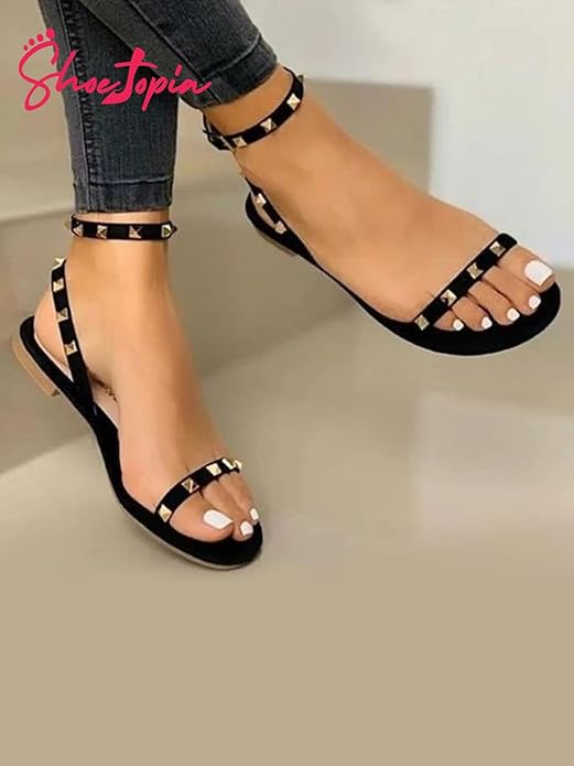 Женские плоские сандалии Shoetopia с шикарными ремешками | Удобная летняя обувь