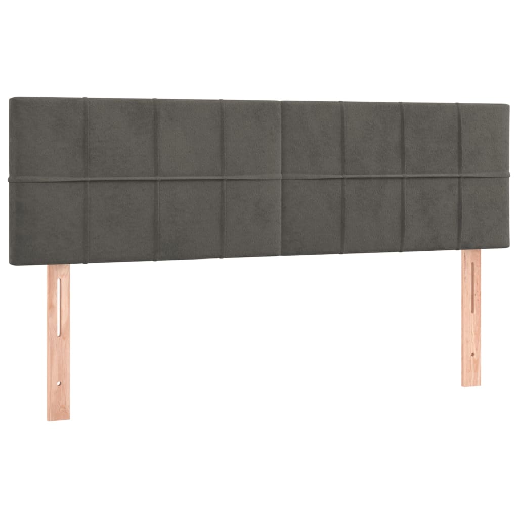 Box Spring Bed with Mattress Dark Gray 140x190 cm Velvet