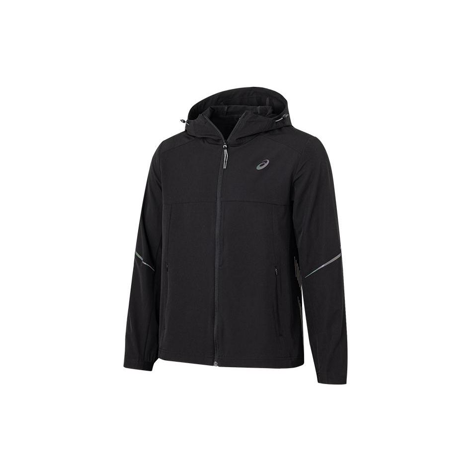 Asics Светоотражающий логотип с капюшоном Повседневная куртка на молнии для мужчин Куртка черная 2011D070-001