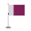 Drapeau De Bureau - Qatar - 14 X 21 Cm - Polyester - Impression Recto/verso - Acier Inoxydable