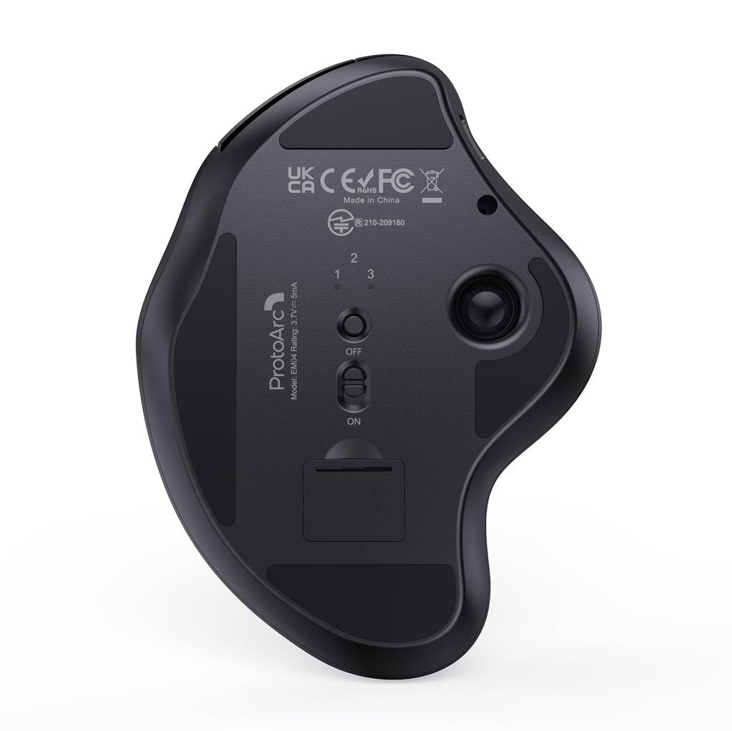 ProtoArc Trackball Mouse, Quiet, BluetoothUSB Connection, Simultaneous Connection of 3 Devices, Wireless Trackball, USB-C Rechargeable, 5-Level DPI