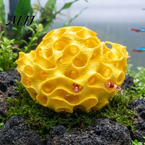 Аксессуары для аквариумного дизайна, Пещера для креветок в аквариуме, 3D-печатный сотовый домик-укрытие для петушка, Пещера-укрытие для разведения рыб, Пористая сфера-укрытие