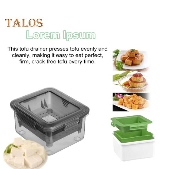 Пресс-коробка для тофу Пресс-коробка для тофу с сушкой для твердого или очень твердого тофу Машинка для приготовления тофу с сушкой для воды, пригодная для мытья в посудомоечной машине