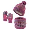 3 Pcs/Set Hat Scarf And Gloves Set Thick Knitted Warm Cap Gloves Twisted Texture Elastic Gloves Ear Wind