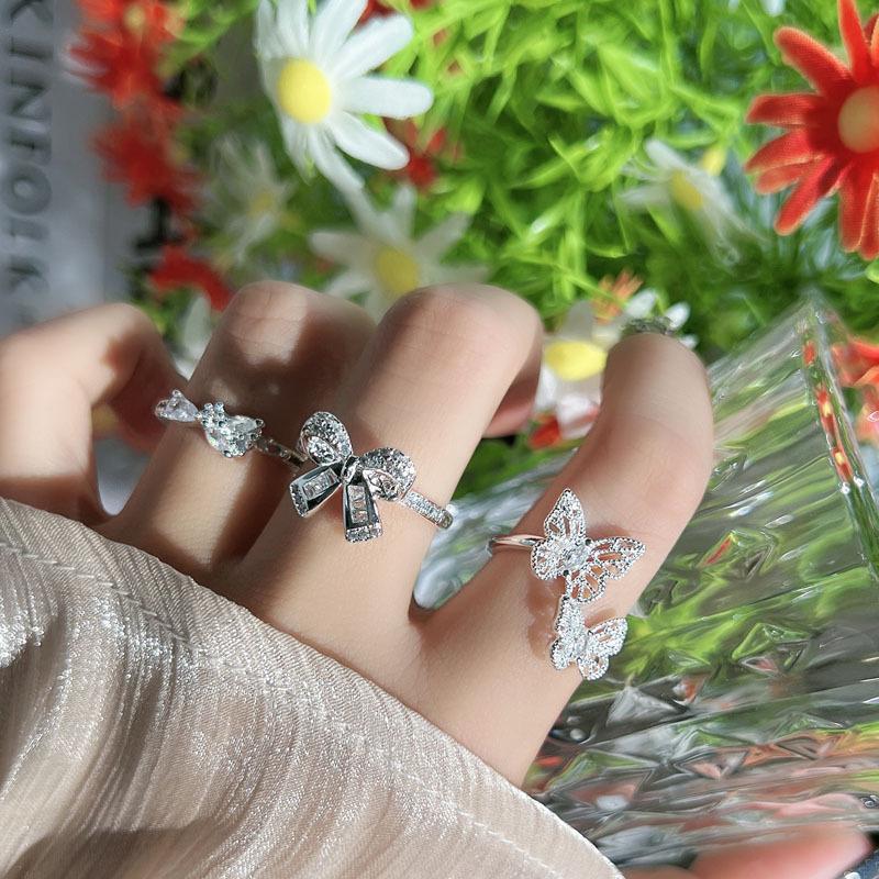 Super fairy niche design sense bow temperament open ring female pianruozhonghong light luxury high sense fashion ring