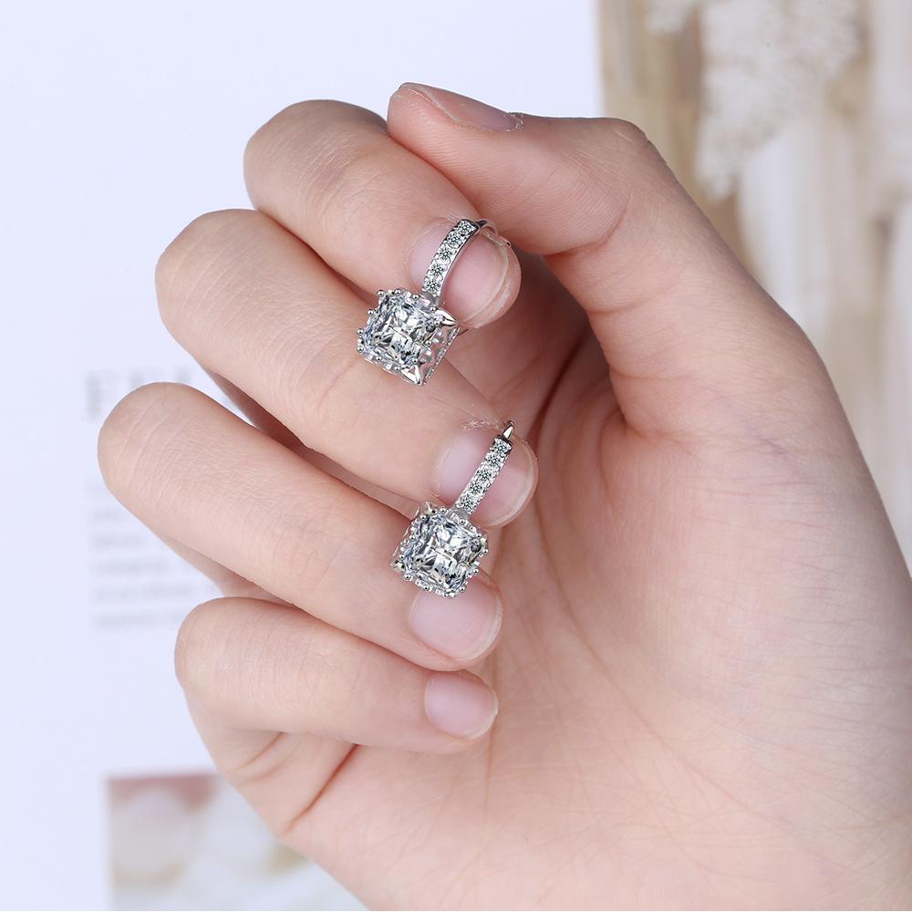 POMOiii Классические темпераментные инкрустированные квадратные серьги с цирконом, простые милые серьги с бриллиантами, ювелирные изделия