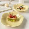 Korean Ins Ceramic Charger Plates Cute Yellow Dinner Plates Kawaii Egg Flower Dessert Plate Kitchen Cafe Lace Bread Dishes Gift