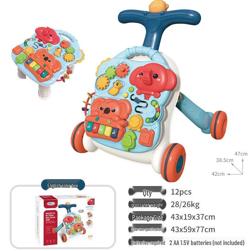 Интерактивные ходунки для малышей с музыкой, защитой от опрокидывания, для детей от 6 до 18 месяцев.